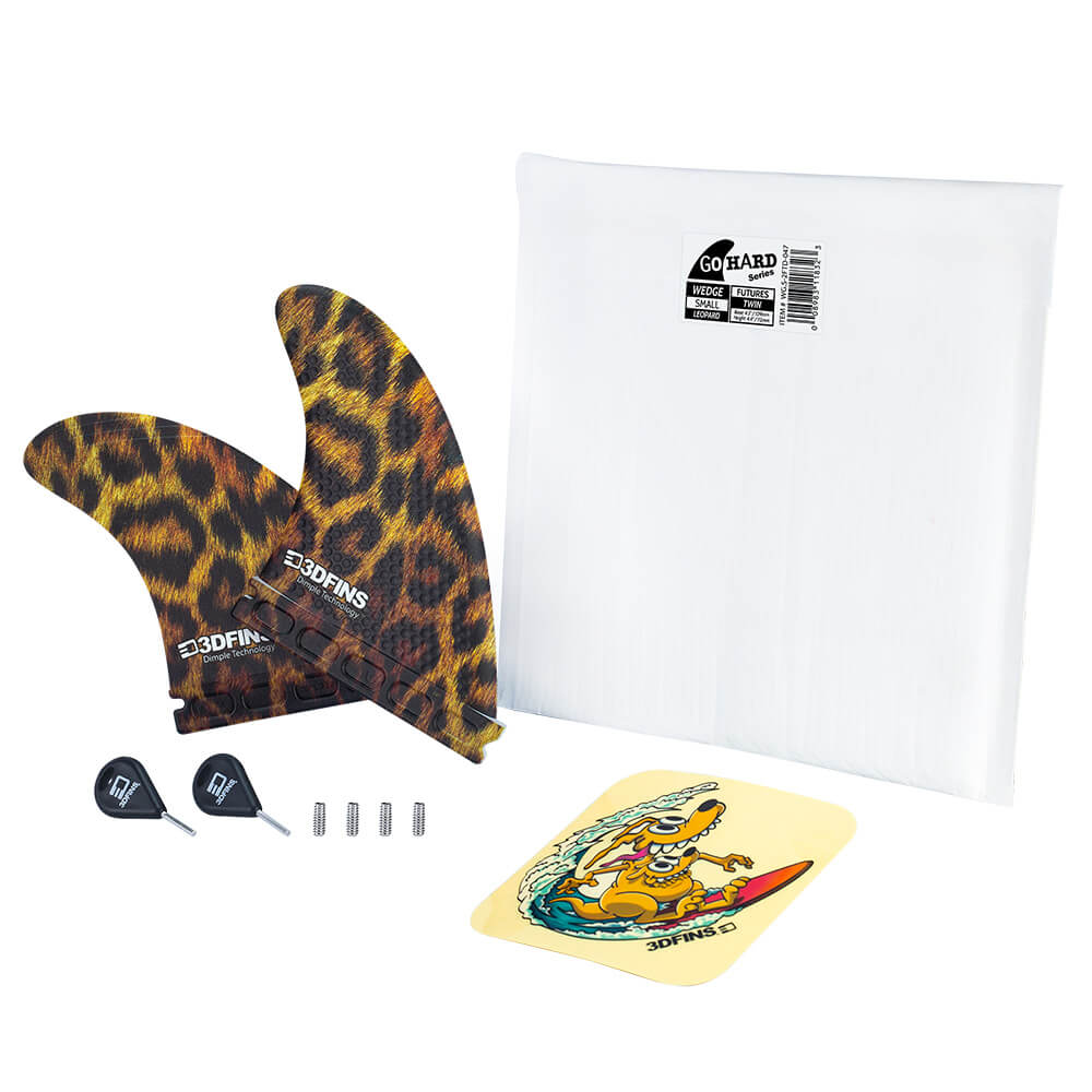 3dfins_wake_surf_wakesurfing_fins_wedge_twin_small_futures_base_dimple_technology_leopard_speed_performance